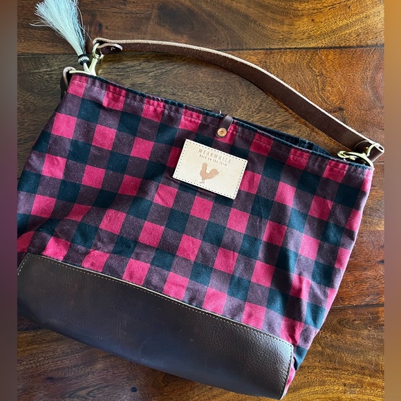 Meanwhile Back on the Farm Buffalo Check Canvas Tote Bag - Picture 9 of 13